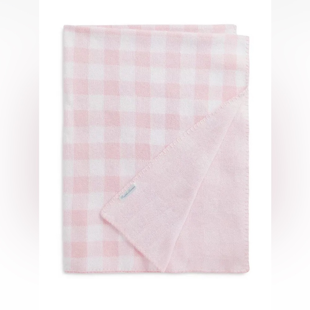 NWT Ralph Lauren Pink Gingham Cotton Blanket - Baby Gift Baby Girl $115